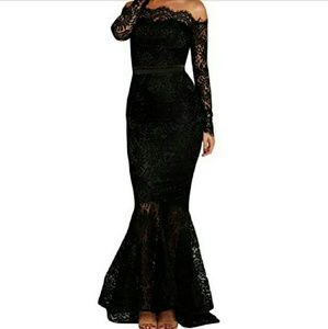 Black Lace Mermaid Dress 2x